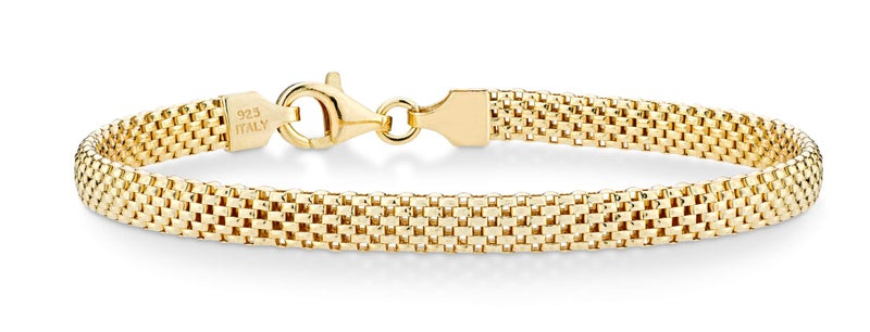 Miabella 18K Gold Plated 925 Sterling Silver Italian 5mm Mesh Link Chain Bracelet for Women, Made in Italy (Length 7.5 Inches) - Image 1