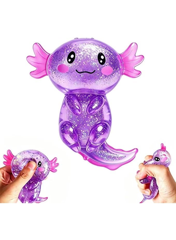 Western Mountains Axolotls Squishies Fidget Stress Ball,Cute Squishies Axolotls Toy,Easter Basket Stuffers, Stress Ball Squeeze Toys for Stress Relief (Purple) - Image 1