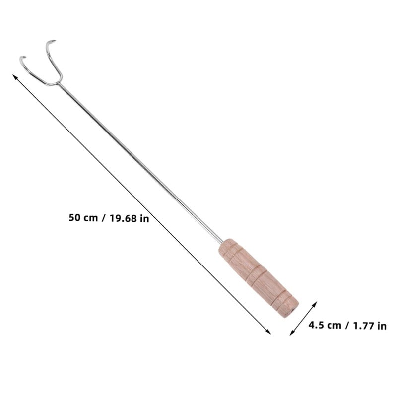 Double Hook Meat Turner Stainless Steel BBQ Skewers Forks Outdoor Camping Roasting Cooking Utensils - Image 3