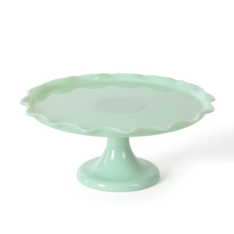Martha stewart Martha Stewart Highbrook 11 Handmade Jadeite Glass Cake Stand  Ruffle Trim 