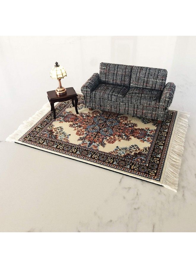 Inusitus Dollhouse Rug Miniature Doll House Accessory Carpet For 3” To 12” Dolls 10 X 7 Rectangle Kids Toy Furniture Carpeting Decor Beige Brown - Image 3
