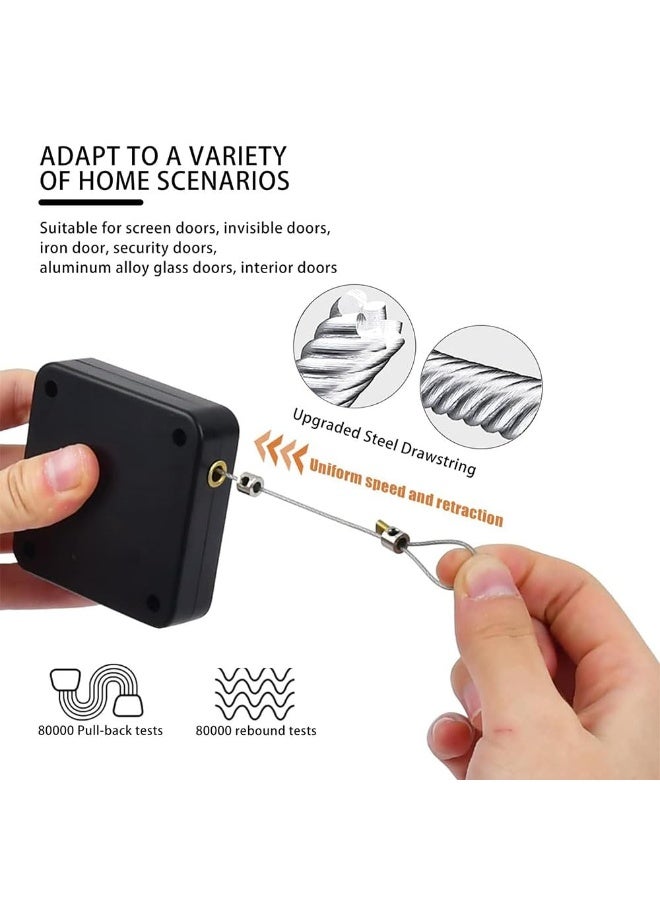 JZS 2 Pack Black Automatic Door Closer, Steel Drawstring, Universal Compatibility, Aluminum Finish, Alloy Steel Material, Punch-Free, Auto Close, Pests Barrier, Residential & Commercial Use - Image 3