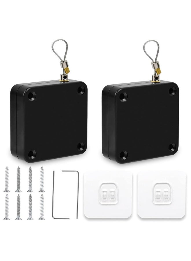 JZS 2 Pack Black Automatic Door Closer, Steel Drawstring, Universal Compatibility, Aluminum Finish, Alloy Steel Material, Punch-Free, Auto Close, Pests Barrier, Residential & Commercial Use - Image 1