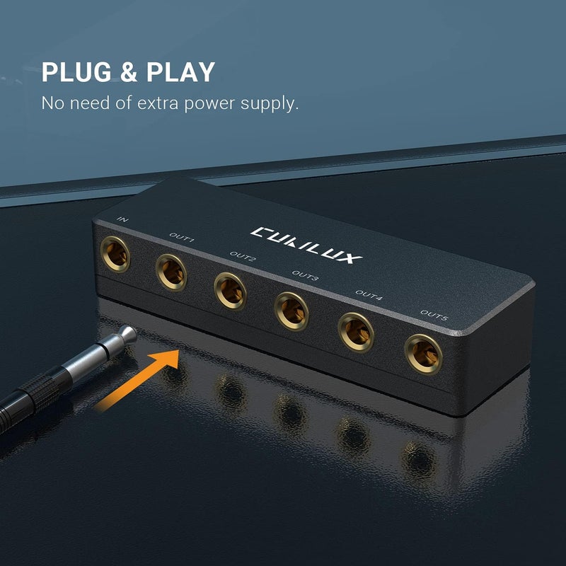 Cubilux Passive 6.35 mm 5-Way Audio Splitter Aux Jack for Guitar, Keyboard, Studio Monitor - Image 4