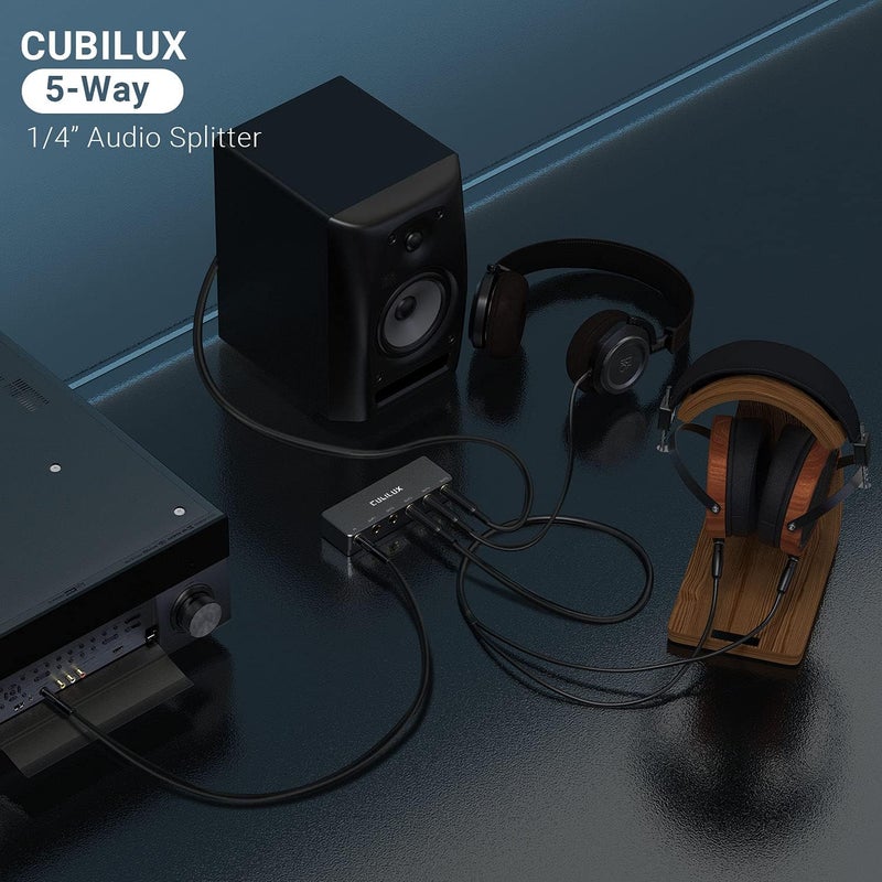 Cubilux Passive 6.35 mm 5-Way Audio Splitter Aux Jack for Guitar, Keyboard, Studio Monitor - Image 2