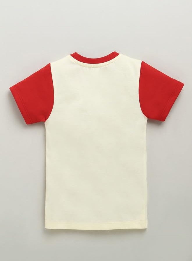 BUMZEE طقم بيجاما وقميص قطني للأولاد من BUMZEE، نصف كم، لون كريمي - 12-18 شهرًا (Peb10356D-crm) - Image 3