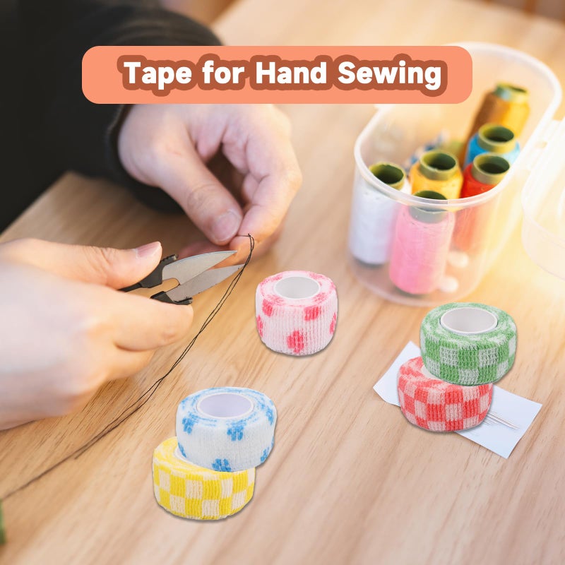 LUOHECAM 8 Pack Thimble Tape for Hand Sewing Self Adhering Bandage Wrap Nail Finger Protectors for Sewing No Residue Breathable Knitting Craft DIY Sewing Tools Dog Bandage Wrap - Image 5