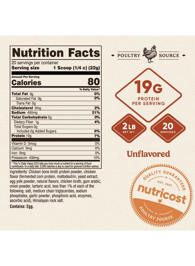 Nutricost Chicken Bone Broth Protein (Chicken Flavored, 20 Servings) - Image 2