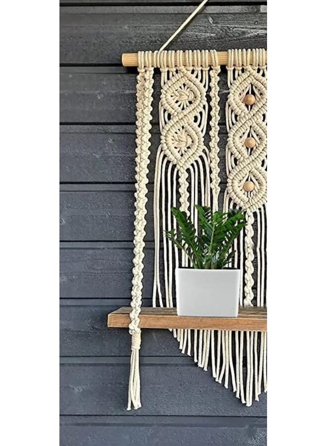 Home Gallery Amazing Macrame Wall Hanging Shelf Handmade 60X70 cm - Image 3