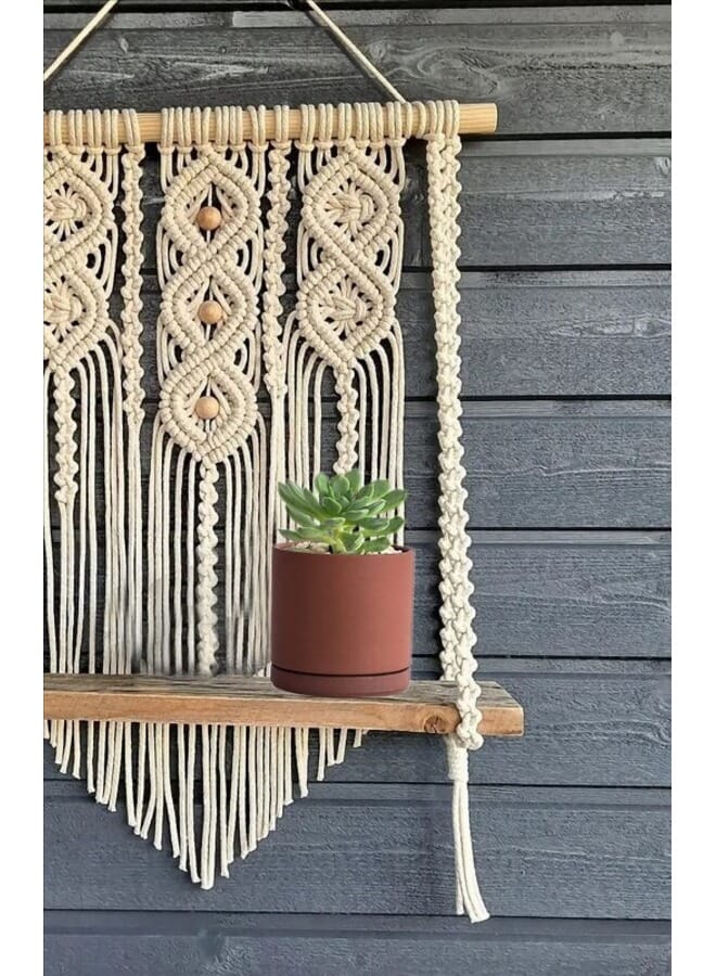 Home Gallery Amazing Macrame Wall Hanging Shelf Handmade 60X70 cm - Image 2