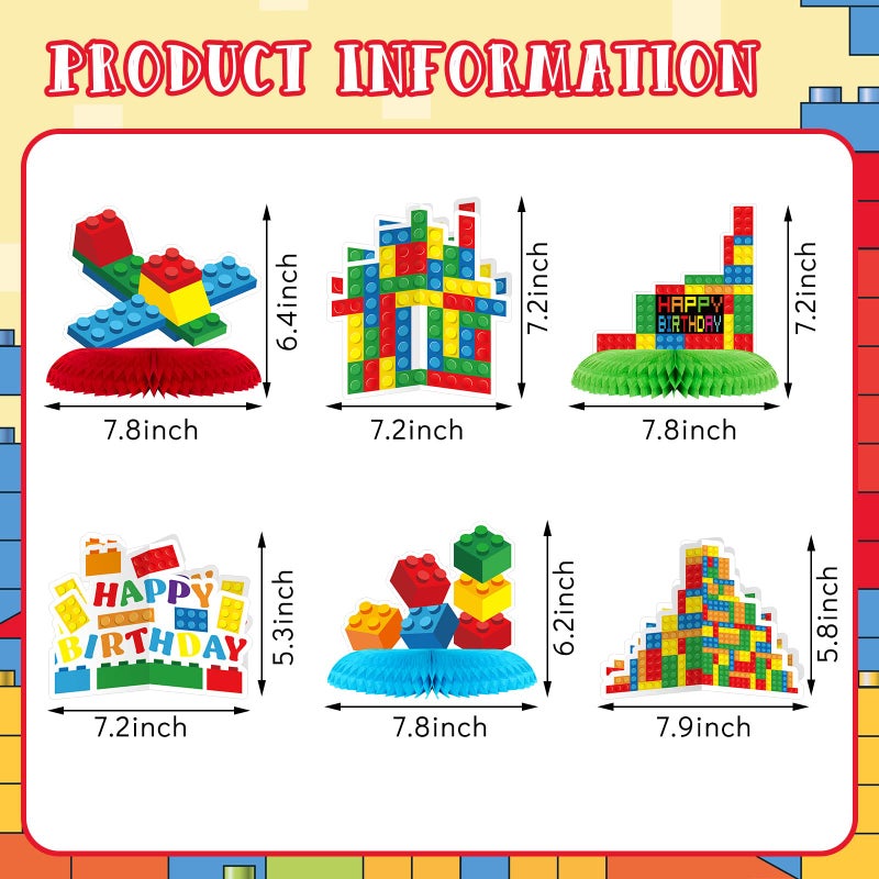 Leinuosen 10 Pcs Building Block Themed Birthday Party Supplies Table Decorations Honeycomb Centerpiece for Birthday Supplies - Image 2