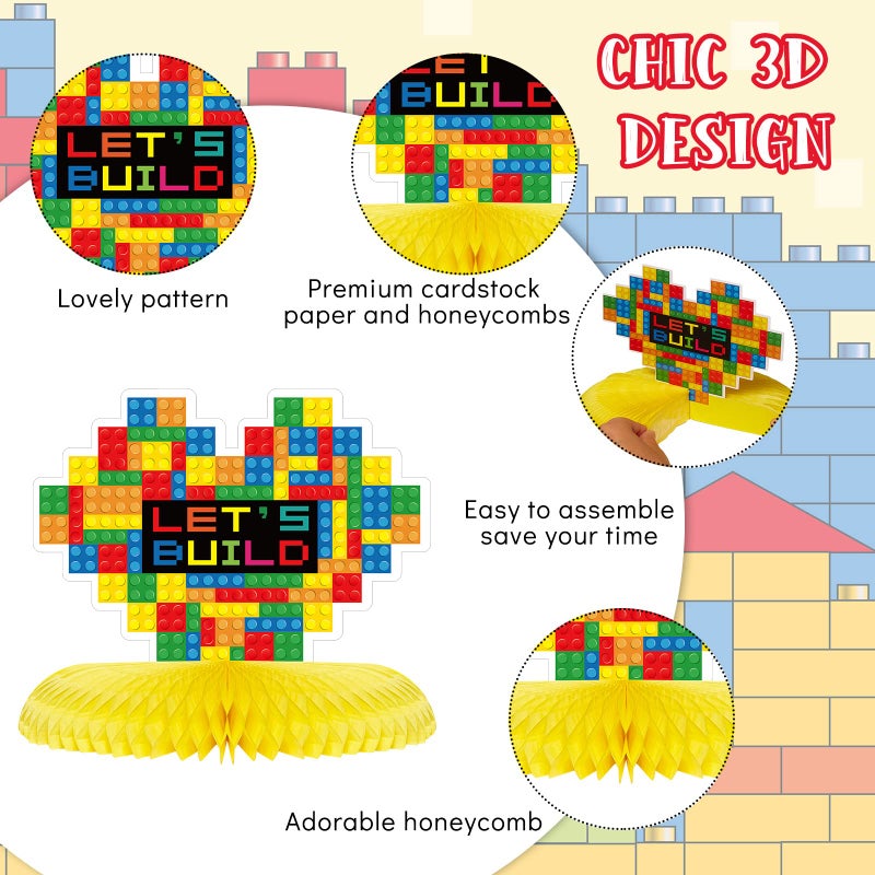 Leinuosen 10 Pcs Building Block Themed Birthday Party Supplies Table Decorations Honeycomb Centerpiece for Birthday Supplies - Image 3