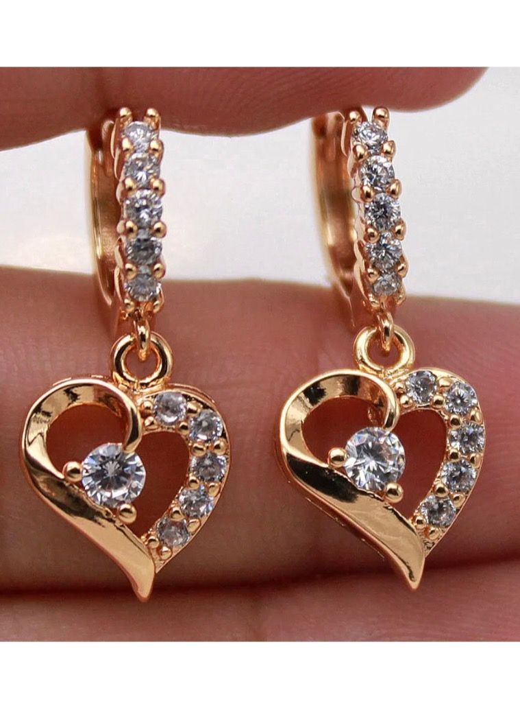 Dangle Charms Elegant & High Quality 18k Gold Plated Earrings For Women - Image 1