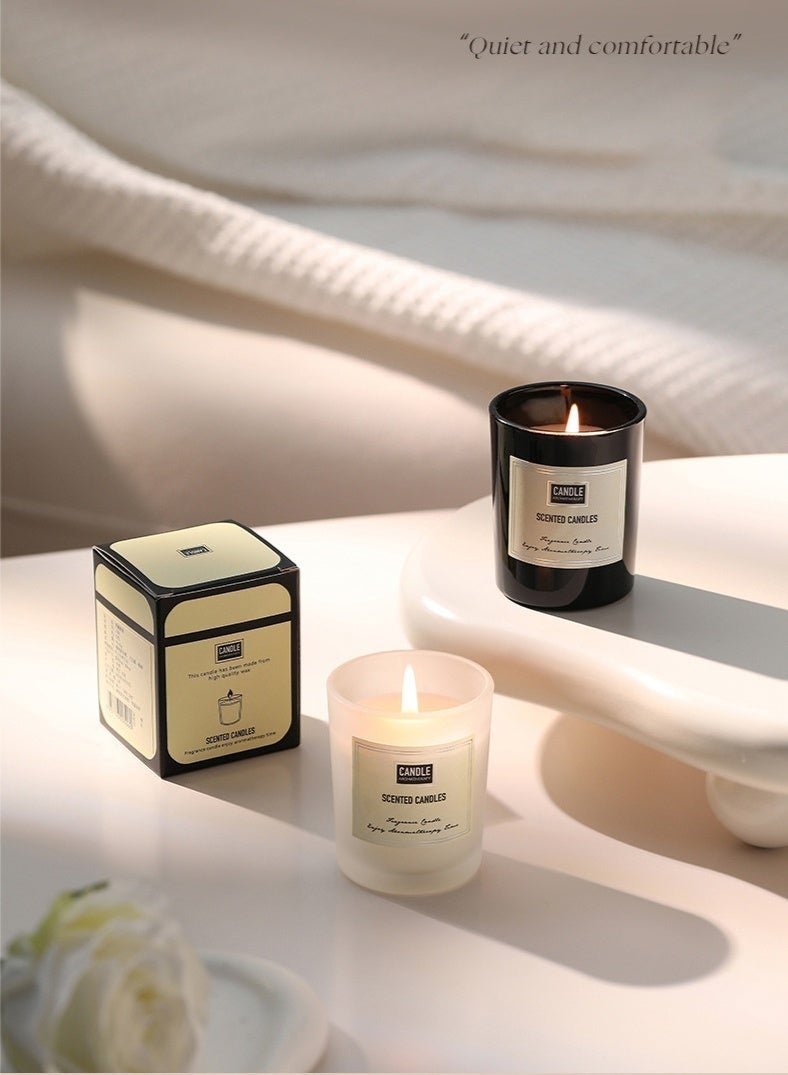 Candle 2-Pack Aromatherapy Candles, Natural Essential Oil Soy Candle Gift Set, Lead-Free Cotton Wick, Plant Aromatherapy in Glass Jars and Eco-Boxes, Perfect for Home Decoration, Relaxation, Gift Giving, Black/White - Image 5