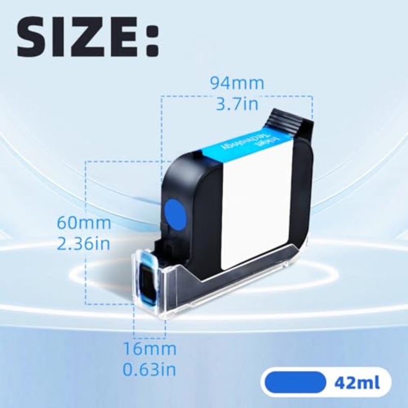 42ml Original Ink Cartridge for Portable Quick Dry Inkjet Printers, Solvent-Based, Vibrant Color, Water Resistant, Compatible with 0.5inch/12.7mm Handheld Coder Models - Image 2