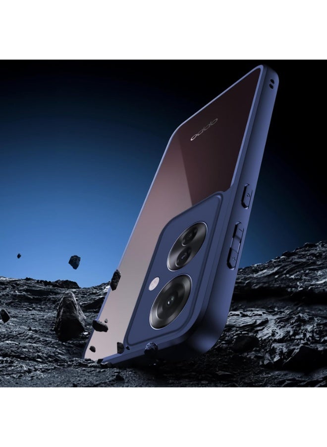 Ultra Hybrid Shockproof Back Cover Case for Oppo Reno 13F Camera Protection Bump | Hard Back Cover Case (PC & TPU, Crystal Clear Back, Blue Sides) - Image 4