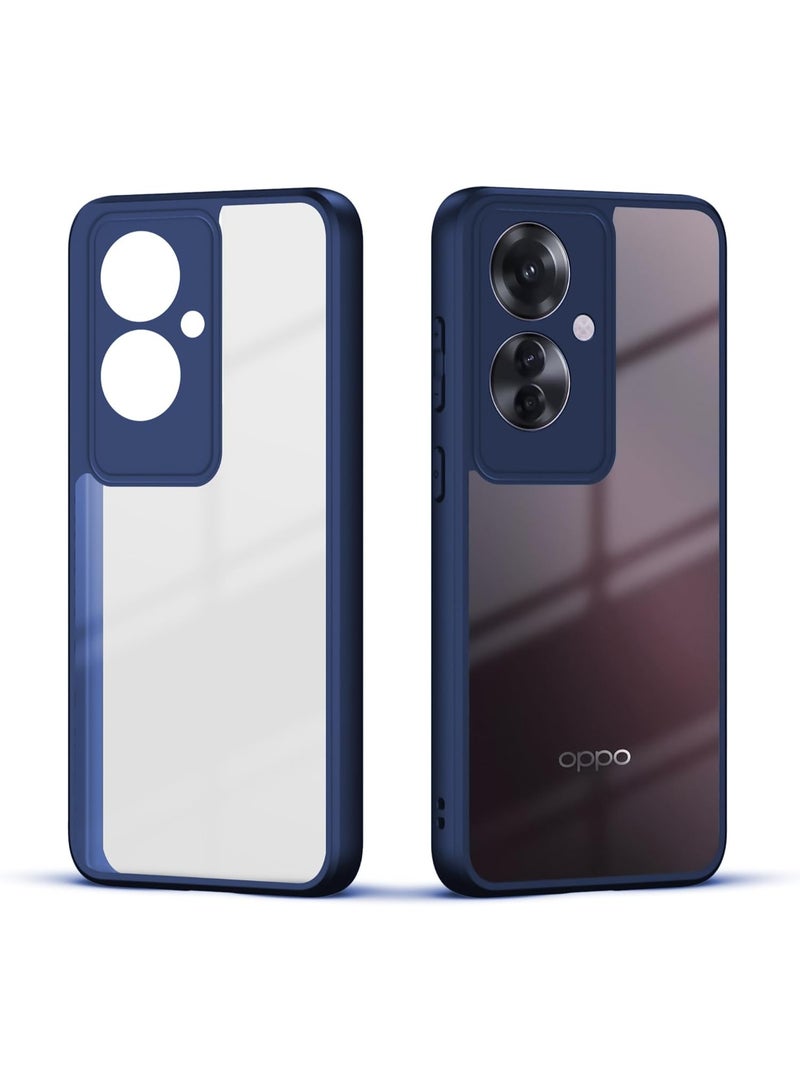 Ultra Hybrid Shockproof Back Cover Case for Oppo Reno 13F Camera Protection Bump | Hard Back Cover Case (PC & TPU, Crystal Clear Back, Blue Sides) - Image 5