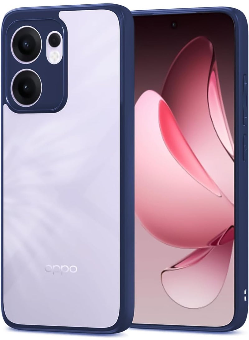 Ultra Hybrid Shockproof Back Cover Case for Oppo Reno 13F Camera Protection Bump | Hard Back Cover Case (PC & TPU, Crystal Clear Back, Blue Sides) - Image 1