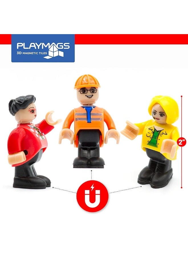 Playmags Magnetic Figures Community Set of 15 Pieces - Play People Perfect for Magnetic Tiles Building Blocks - STEM Learning Toys Children â€“ Magnet Tiles Expansion Accessories Pack - Image 3