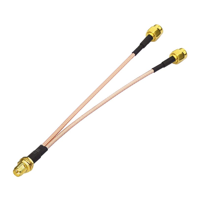 Bingfu RP-SMA Female Bulkhead Mount to Dual RP-SMA Male WiFi Antenna Adapter Splitter Cable 15cm 6 inch for WiFi Router Hotspot Wireless Mini PCI Express PCIE Network Card Adapter - Image 1