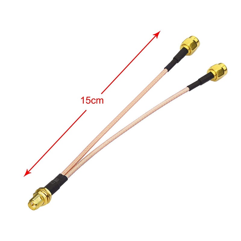 Bingfu RP-SMA Female Bulkhead Mount to Dual RP-SMA Male WiFi Antenna Adapter Splitter Cable 15cm 6 inch for WiFi Router Hotspot Wireless Mini PCI Express PCIE Network Card Adapter - Image 3