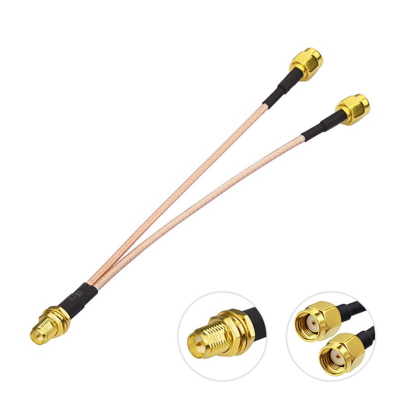 Bingfu RP-SMA Female Bulkhead Mount to Dual RP-SMA Male WiFi Antenna Adapter Splitter Cable 15cm 6 inch for WiFi Router Hotspot Wireless Mini PCI Express PCIE Network Card Adapter - Image 2