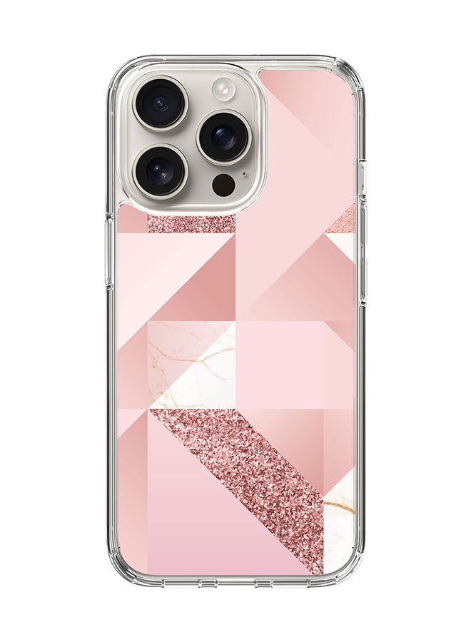 Stylizedd For iPhone 16 Pro Case [Compatible with MagSafe] Slim Magnetic cover Clear Phone Case - Marble Pink Geometric - Image 1
