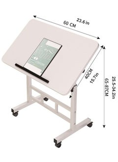 Arabest Side Table for Living Room Mesa Auxiliar Small Side Table Mobile Sofa Table with casters Stylish Bedside Table U-Shaped Height Adjustable Bedside Next to Sofa(White)  - Image 2