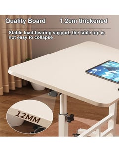 Arabest Side Table for Living Room Mesa Auxiliar Small Side Table Mobile Sofa Table with casters Stylish Bedside Table U-Shaped Height Adjustable Bedside Next to Sofa(White)  - Image 3