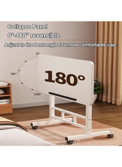 Arabest Side Table for Living Room Mesa Auxiliar Small Side Table Mobile Sofa Table with casters Stylish Bedside Table U-Shaped Height Adjustable Bedside Next to Sofa(White)  - Image 4