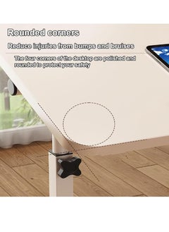 Arabest Side Table for Living Room Mesa Auxiliar Small Side Table Mobile Sofa Table with casters Stylish Bedside Table U-Shaped Height Adjustable Bedside Next to Sofa(White)  - Image 5