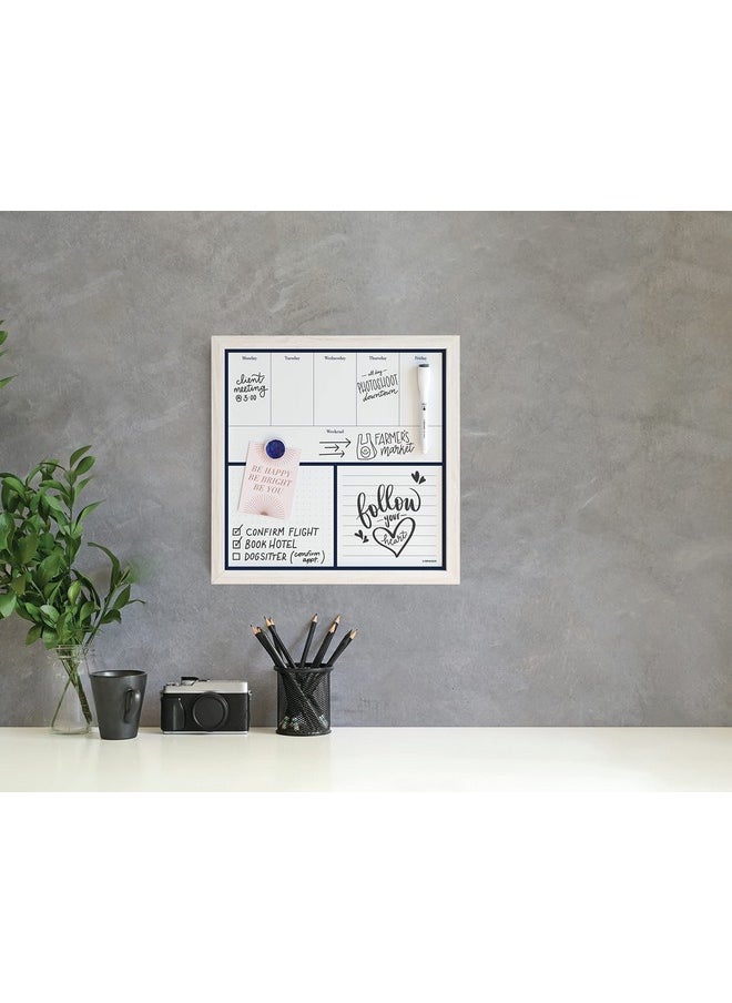 U Brands Rustic Weekly Dry Erase Planner Board, 14 X 14 Inches, Office Supplies, White Wood Frame  - Image 3