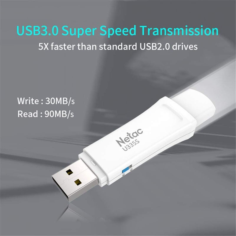 Netac Netac 64GB USB 3.0 Flash Drive Up to 90MB/s Thumb Drive for Data Storage, Pen Drive Write Protection with Push-Pull Design Memory Stick for External Storage Data/Computer/PC/Laptop/Sound-U335S - Image 2