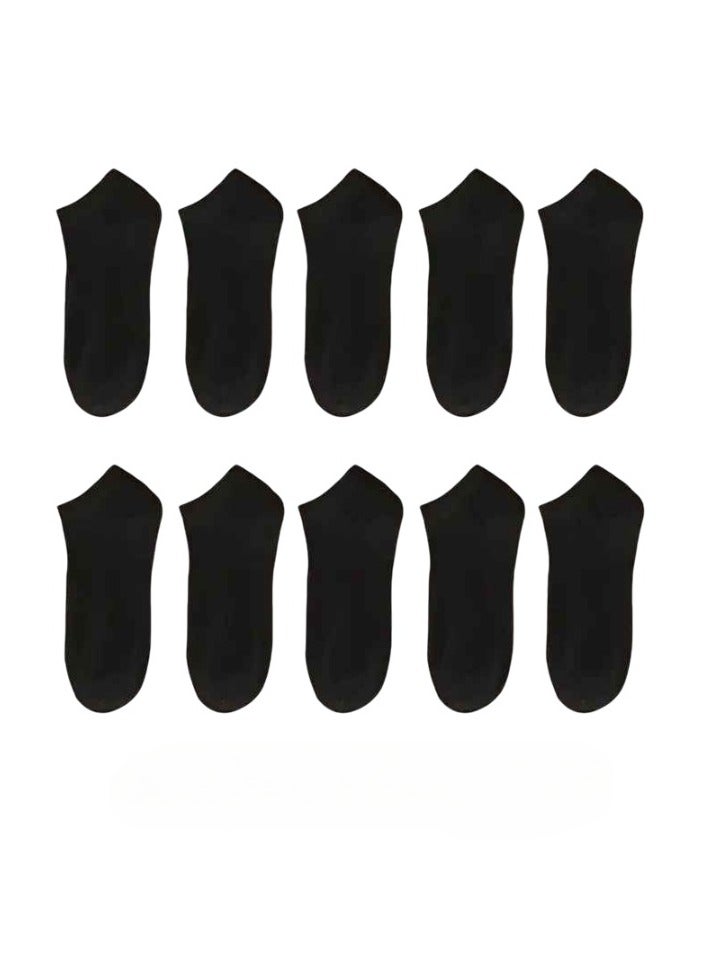 Ankle Socks, Breathable And Lightweight Business Dress Short Socks, Super Elastic Soft Polyester Socks, Comfortable Washable Foot Socks For Sports And Daily Wear, (10 Pairs, Black) - Image 1