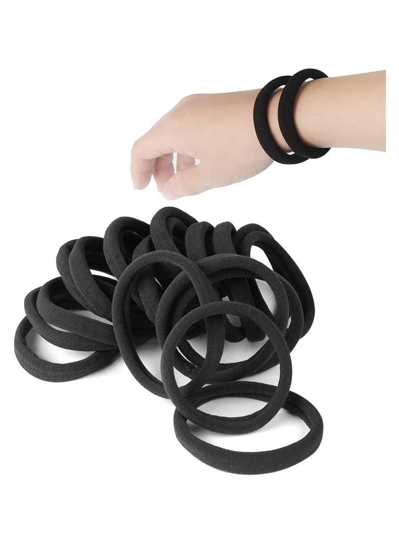 STAR BEJA STAR BEJA 20 PCS Large Seamless Black Hair Ties Band for Thick and Curly Hair bulk - Image 1