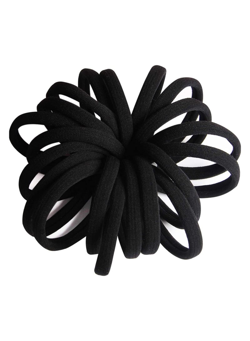 STAR BEJA STAR BEJA 20 PCS Large Seamless Black Hair Ties Band for Thick and Curly Hair bulk - Image 2