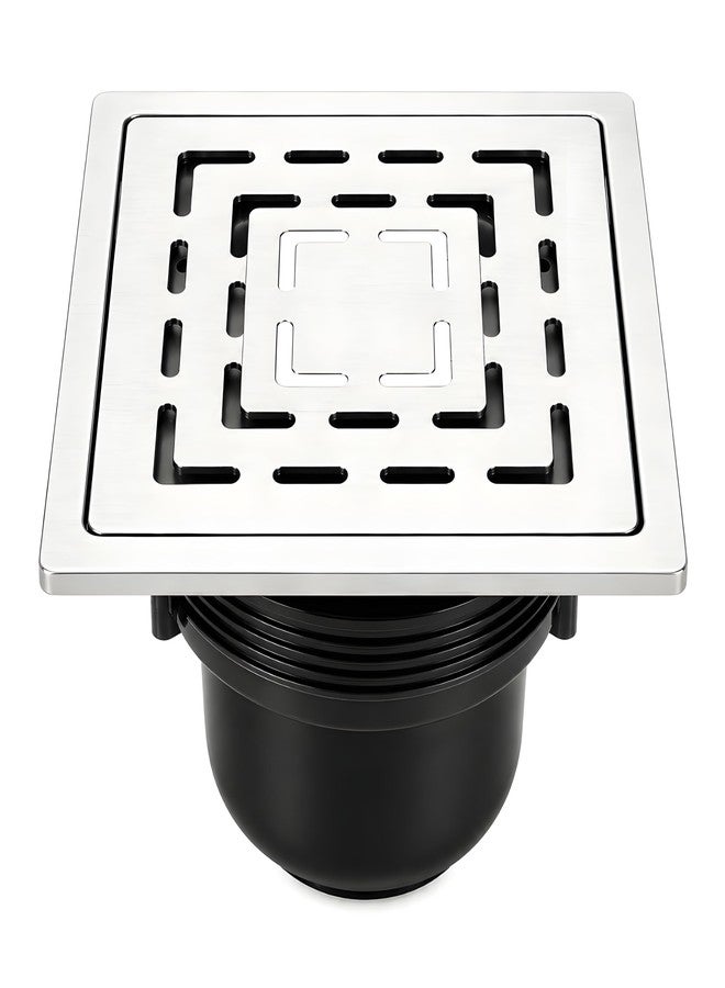 Bath Berry® 6x6 Stainless Steel Floor Drain with ABS Cockroach Trap, AISI 304 Rust Resistant Bathroom Jali, Odor Proof, Anti-Backflow, Matte Finish for Bathroom, Balcony & Utility - Image 1