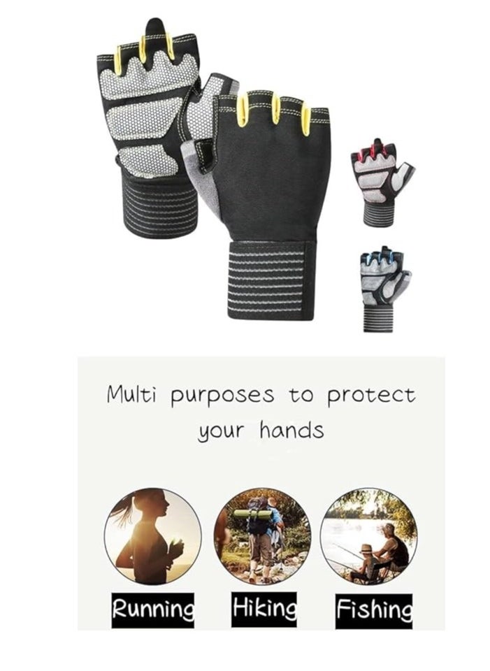 Generic Workout Gloves for Men Latest, [Full Palm Protection] [Ultra Ventilated] Weight Lifting Gloves with Cushion Pads and Silicone Grip Gym Gloves Durable Training Gloves for Exercise Fitness Yellow  - Image 4