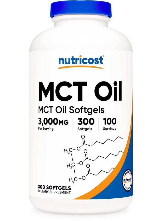 Nutricost زيت MCT من نوتريكوست 1000 ملغ، 300 كبسولة (3,000 ملغ حصة) - رائع للكيتو، الكيتوزية، والحمية الكيتونية - Image 1