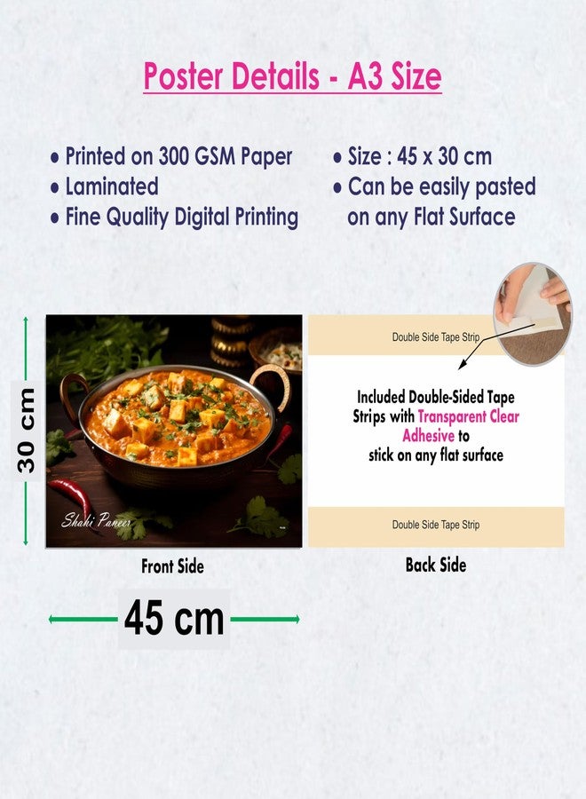ESCAPER South Indian Fast Food Posters (12 x 18 Inch), 300 GSM Paper, Laminated Self Adhesive Back, Curry Vegetable Dishes Wall Art, Ideal For Wall Decoration, Traditional Restaurant, Hotel, Cafe - Image 3