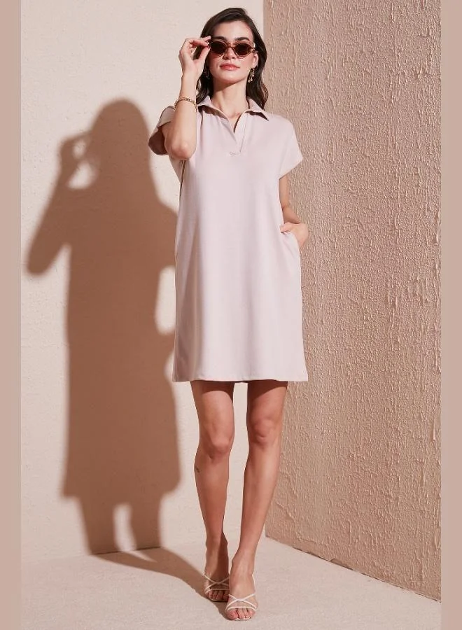 Lela  Lela Regular Fit Polo Collar Mini Dress Women's DRESS 5866153 for Women | Best Price UAE