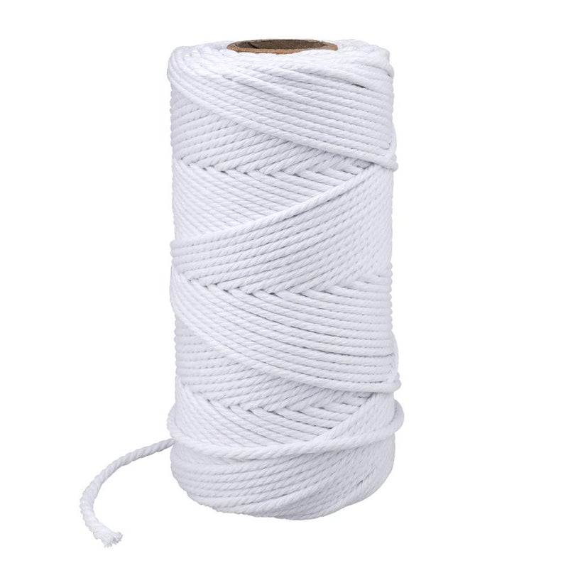 KINGLAKE Macrame Cord 4mm 100m White Cotton String Twine for Crafts Decorative Cotton Cord Rope for Decoration Plant Hanger Knitting Wall Hanging Gardening Kitchen Cooking Baking