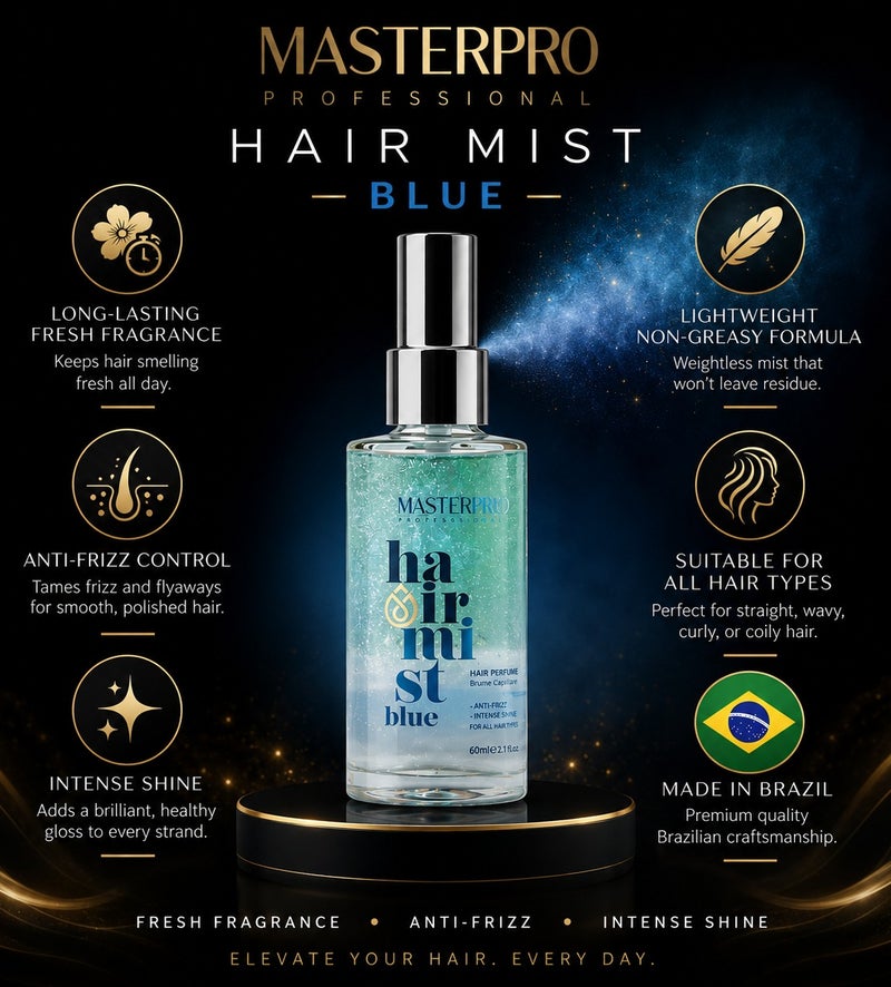 MASTERPRO PROFESSIONAL Hair Mist Blue-Hair Perfume-Biphasic Shine Hair Spray-Anti Fizz-Intense Shine-Long Lasting Refreshing-for All Hair Types-60 ML - Image 3
