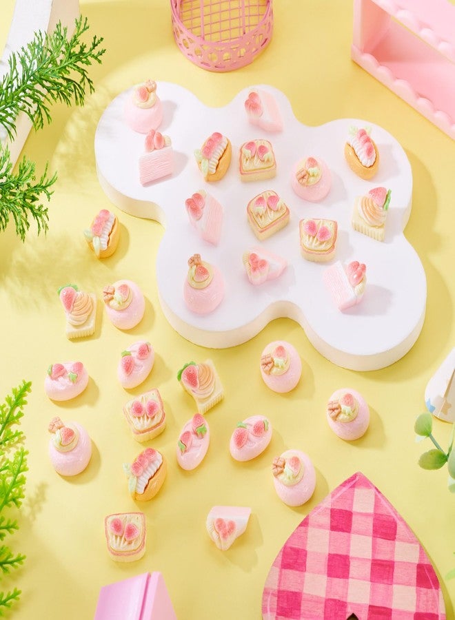 Spritewelry 30Pcs Miniature Dollhouse Accessories Mini Resin Food Strawberry Cake Bread Biscuit Miniature Ornament Dessert Slime Charms 17-23mm for Kitchen Tableware Party Decoration - Image 4