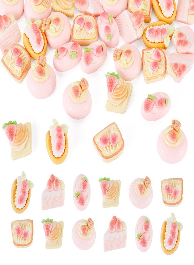 Spritewelry 30Pcs Miniature Dollhouse Accessories Mini Resin Food Strawberry Cake Bread Biscuit Miniature Ornament Dessert Slime Charms 17-23mm for Kitchen Tableware Party Decoration - Image 1