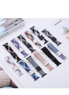 SZOXST Compatible for Apple Watch Band 42mm 41mm 40mm 38mm Elastic Nylon Braided Secure & Comfortable Stretchy Strap for Women Men,Parachute Buckle Bands for iWatch Series 10 9 8 7 6 5 4 3 SE Denim  - Image 3