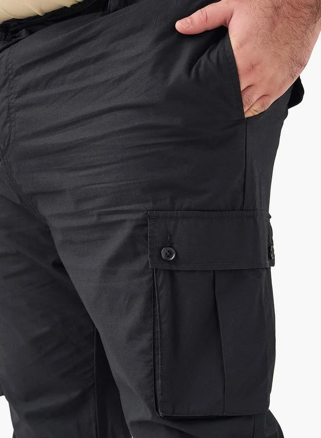 Maxim Plus Size Regular Fit Cargo Pants with Button Closure and Pockets