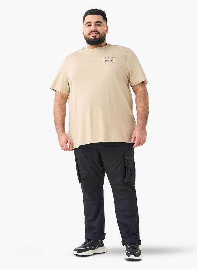 سبلاش فيڤ بنطلون كارجو مقاس كبير بقصة عادية مع إغلاق بأزرار وجيوب