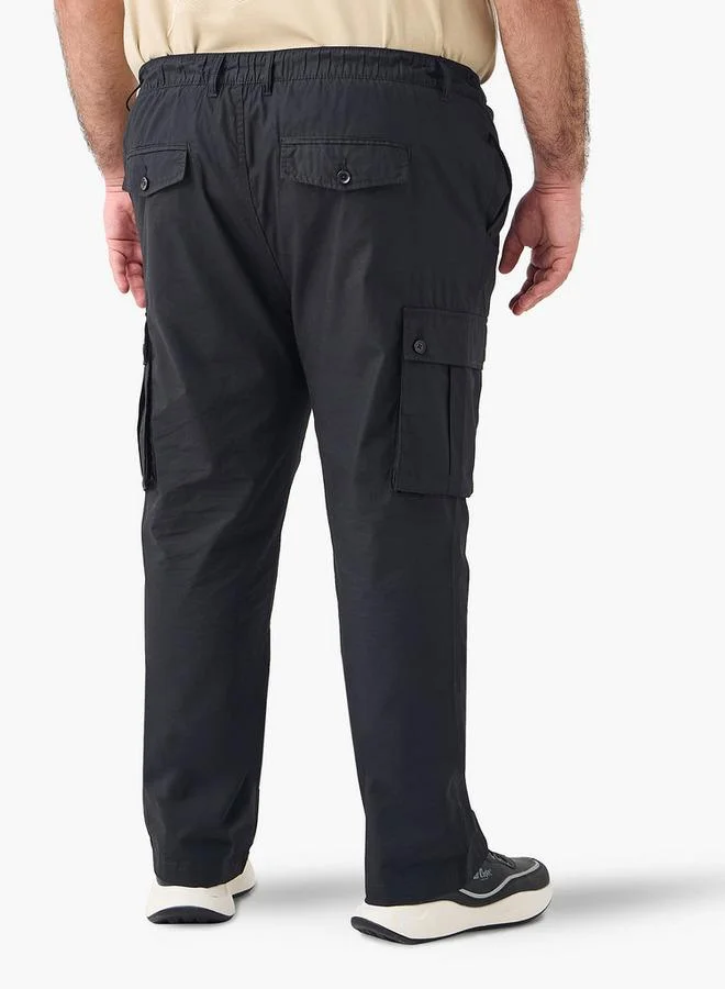 Maxim Plus Size Regular Fit Cargo Pants with Button Closure and Pockets