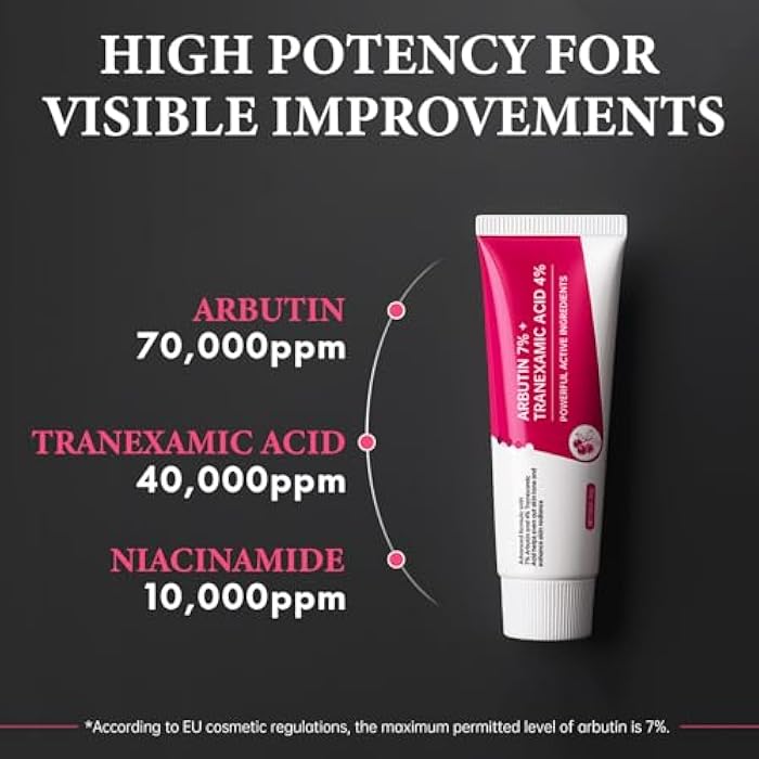 EELHOE 2Pcs Arbutin 7% + Tranexamic Acid 4% Cream, 70,000ppm Arbutin & 40,000ppm TXA,Moisturizing, Hydrating, Even Skin Tone,Reduces Dark Spots & Pigmentation - Image 5